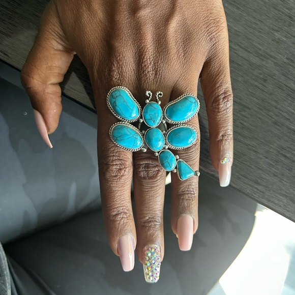 Turquoise ring statement ring dragonfly - Picture 2 of 11